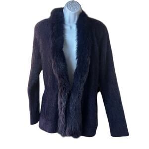 Venesha High Quality Angora Plum Jacket Faux Fur Collar L NWT